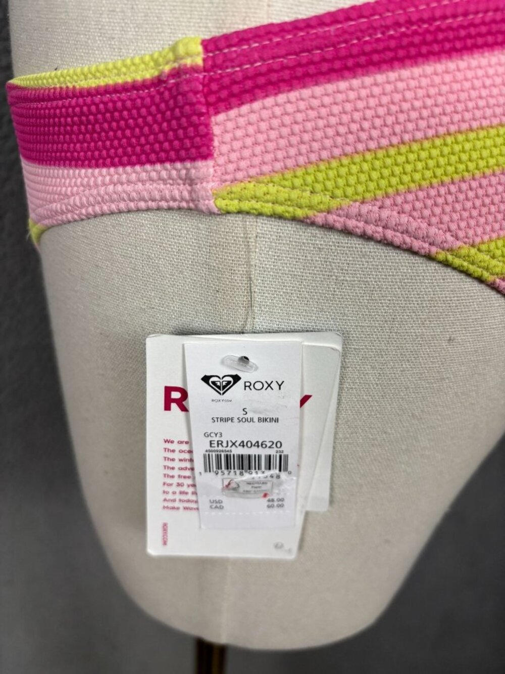 Roxy Women's Stripe Soul Mid Waist Bikini Bottom Multicolor Size Small NWT's - Picture 7 of 8